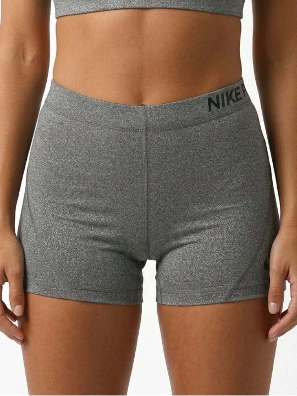 NIKE PRO | Gray Heather High-Rise Fitted Dri-Fit Shorts Women’s Size X-Large